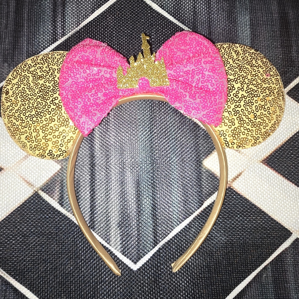Gold and Pink Sequin Minnie Ears